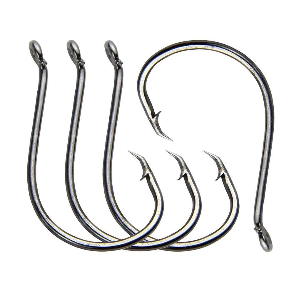 100pcs/bag 7384 2X Strong Custom Offset Sport Circle Hooks Black High Carbon Steel Octopus Saltwater Fishing Hooks