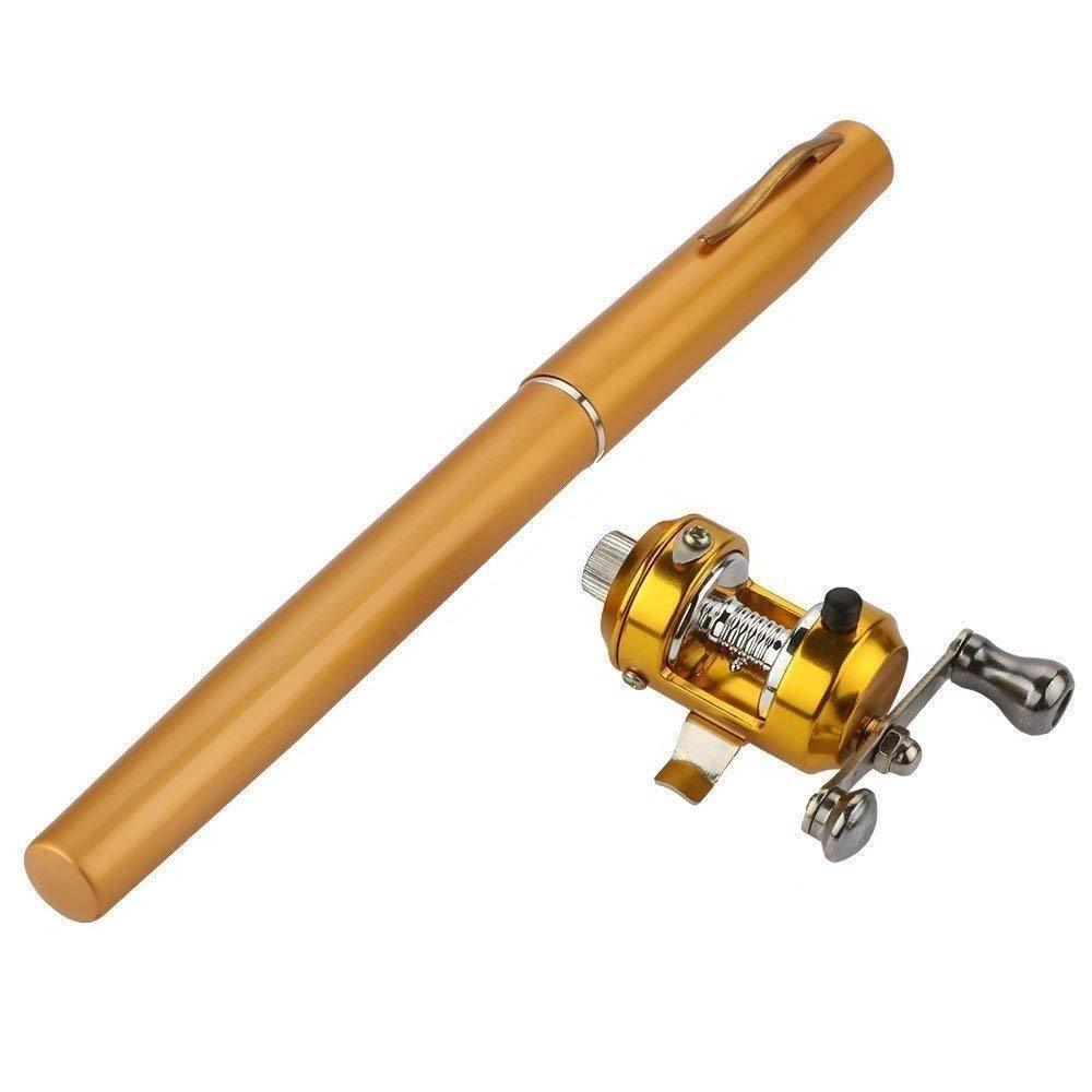 Mini Portable Pocket Aluminum Alloy Pen Fishing Rod And Reel Combo 4 Colors