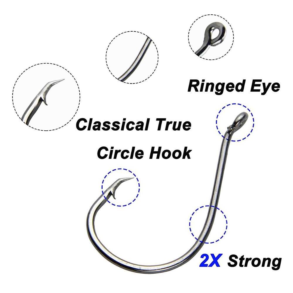 100pcs/bag 7384 2X Strong Custom Offset Sport Circle Hooks Black High Carbon Steel Octopus Saltwater Fishing Hooks