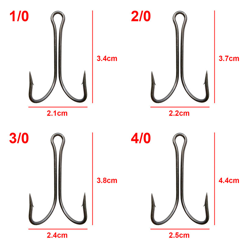 100pcs/Set Double Hook Straight Shank Hook Eyes Barbed Fishing Hook Item 9908