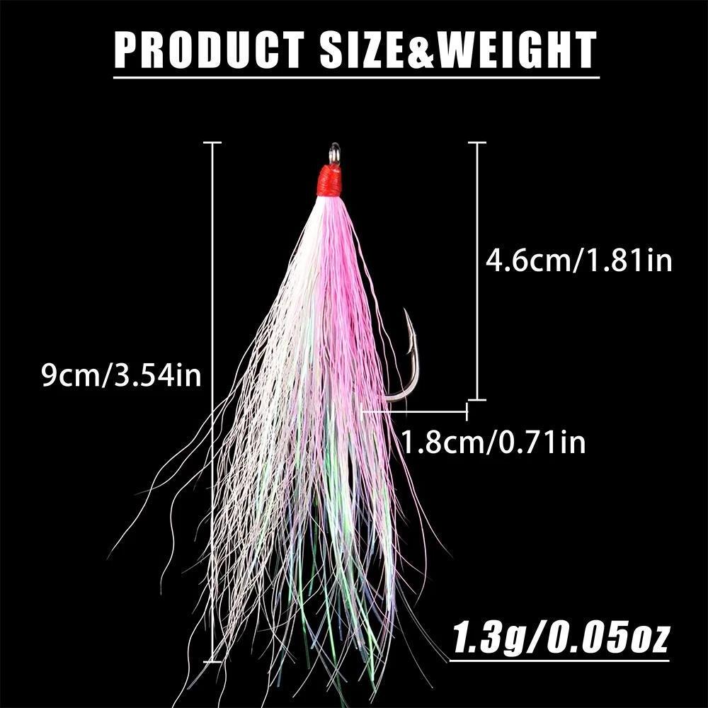 Bucktail Teasers Fishing Hook Saltwater Fishing Lures Fluke Rig High Carbon Steel Fishing Jig Hooks For Salmon Trout Bass