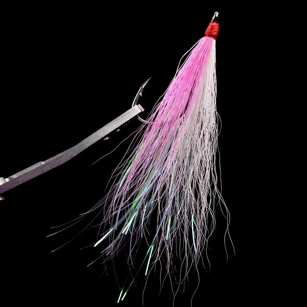 Bucktail Teasers Fishing Hook Saltwater Fishing Lures Fluke Rig High Carbon Steel Fishing Jig Hooks For Salmon Trout Bass