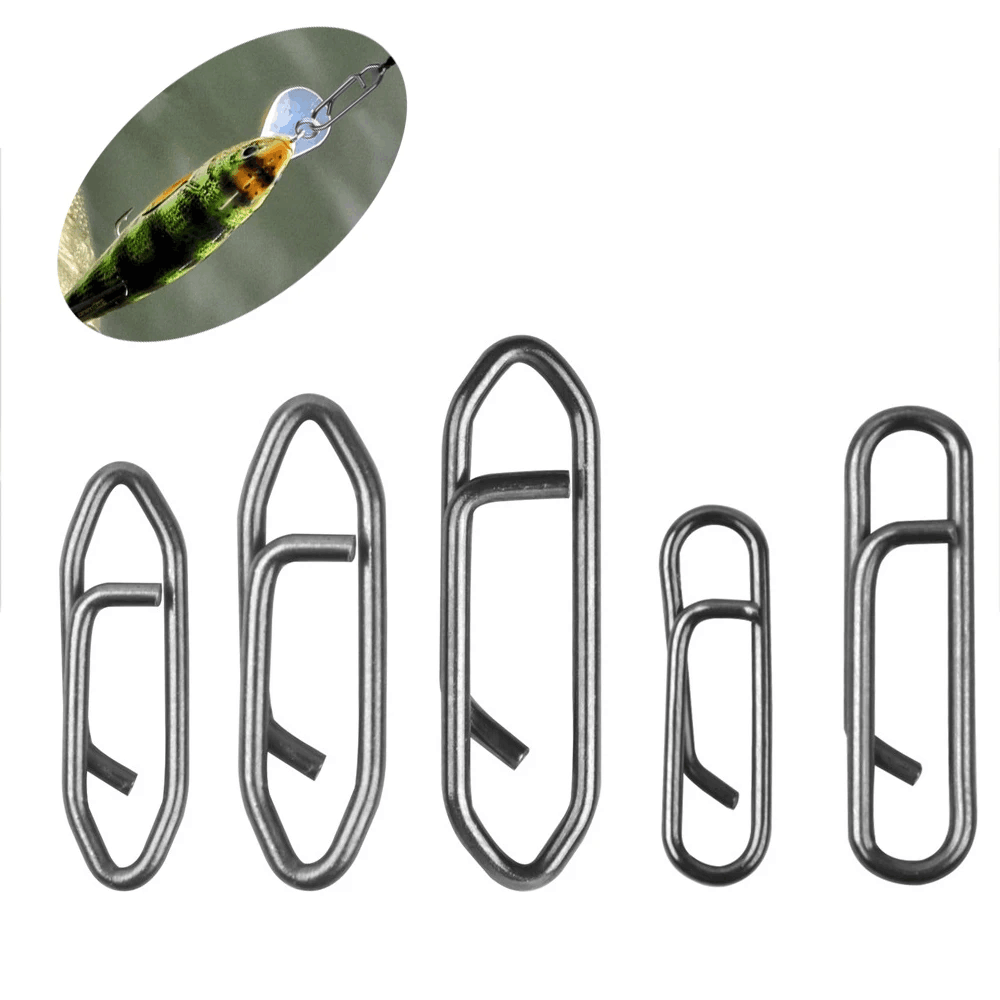 50Pcs Stainless Steel Fast Fishing Clips Snap Lure Fishing connector 26-121LB Quick Change Leader Links Clips Fishing Tackle