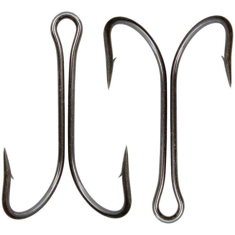 100pcs/Set Double Hook Straight Shank Hook Eyes Barbed Fishing Hook Item 9908