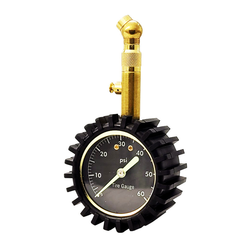 Dial LED Light Tire Pressure Gauge With Short Rod, Swivel Air Chuck And Air Release Button