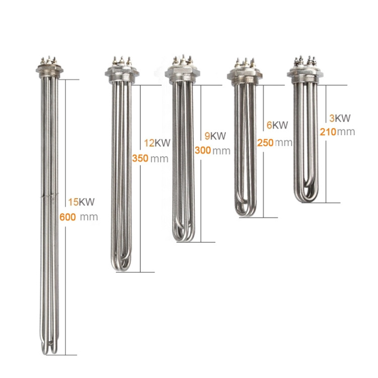 in stock 220v 380v 3kw 6kw 9kw 12kw waterproof tubular element heating industrial immersion electric water heater rod