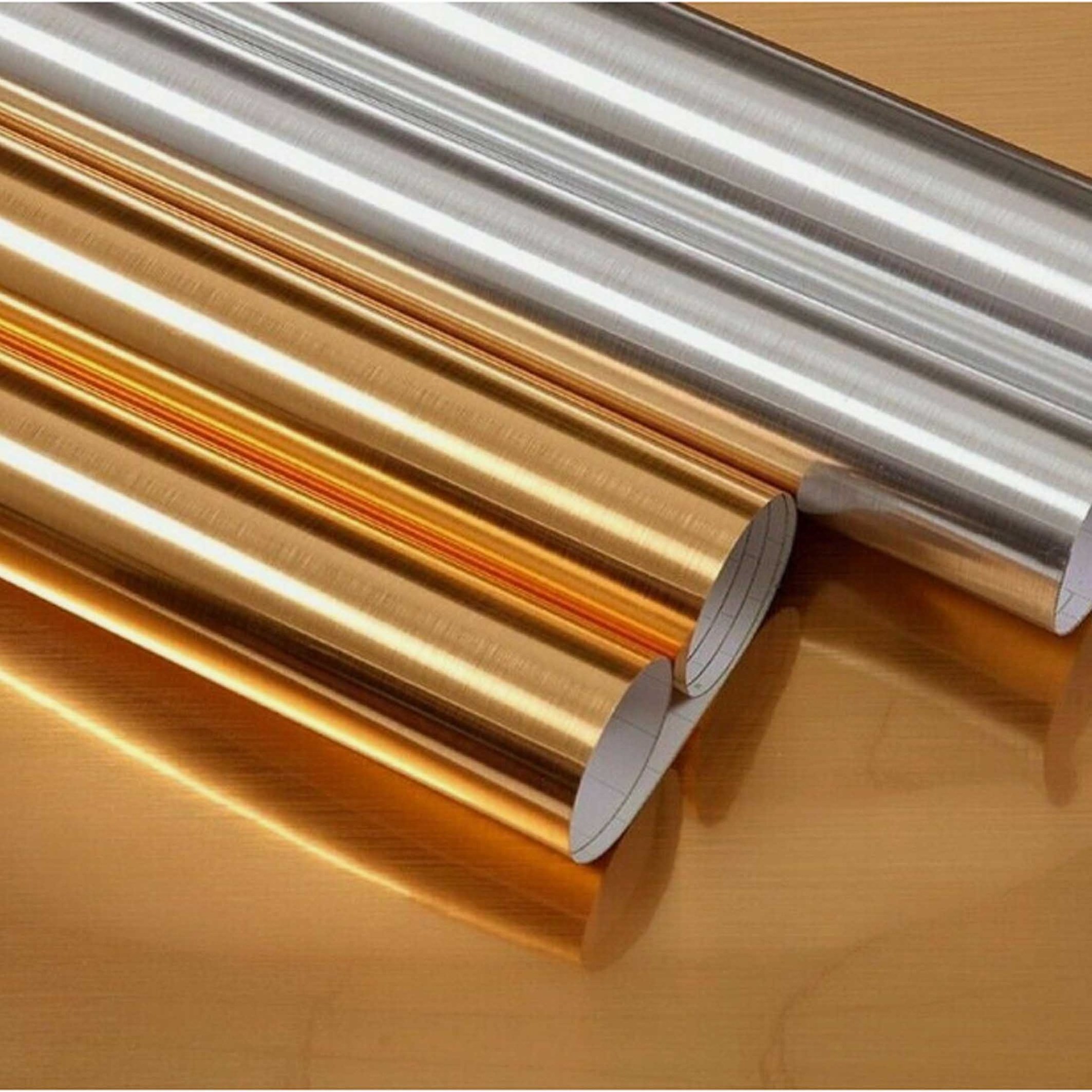 Water-based glue permanent adhesion metal self adhesive pvc film gold silver high glossy vinyl foil interior PVC rewindled roll