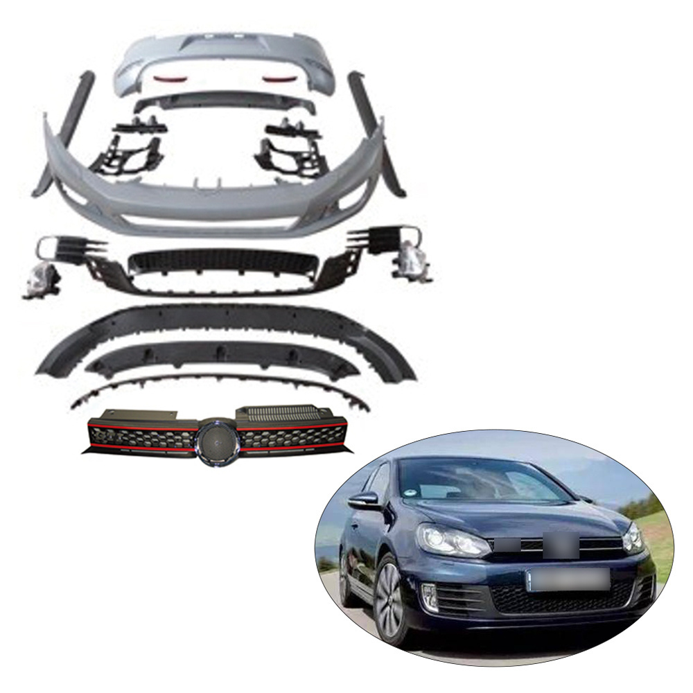 High-Quality Complete Modification bodykit bumper grille spoiler upgrade to GTI for Volkswagen Golf 6 2008 2009 2010 2011 2012