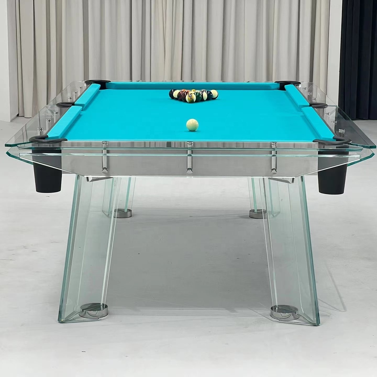 High end customized 7ft 8ft 9ft glass made snooker billiard pool table with 3 cushion slate and glass