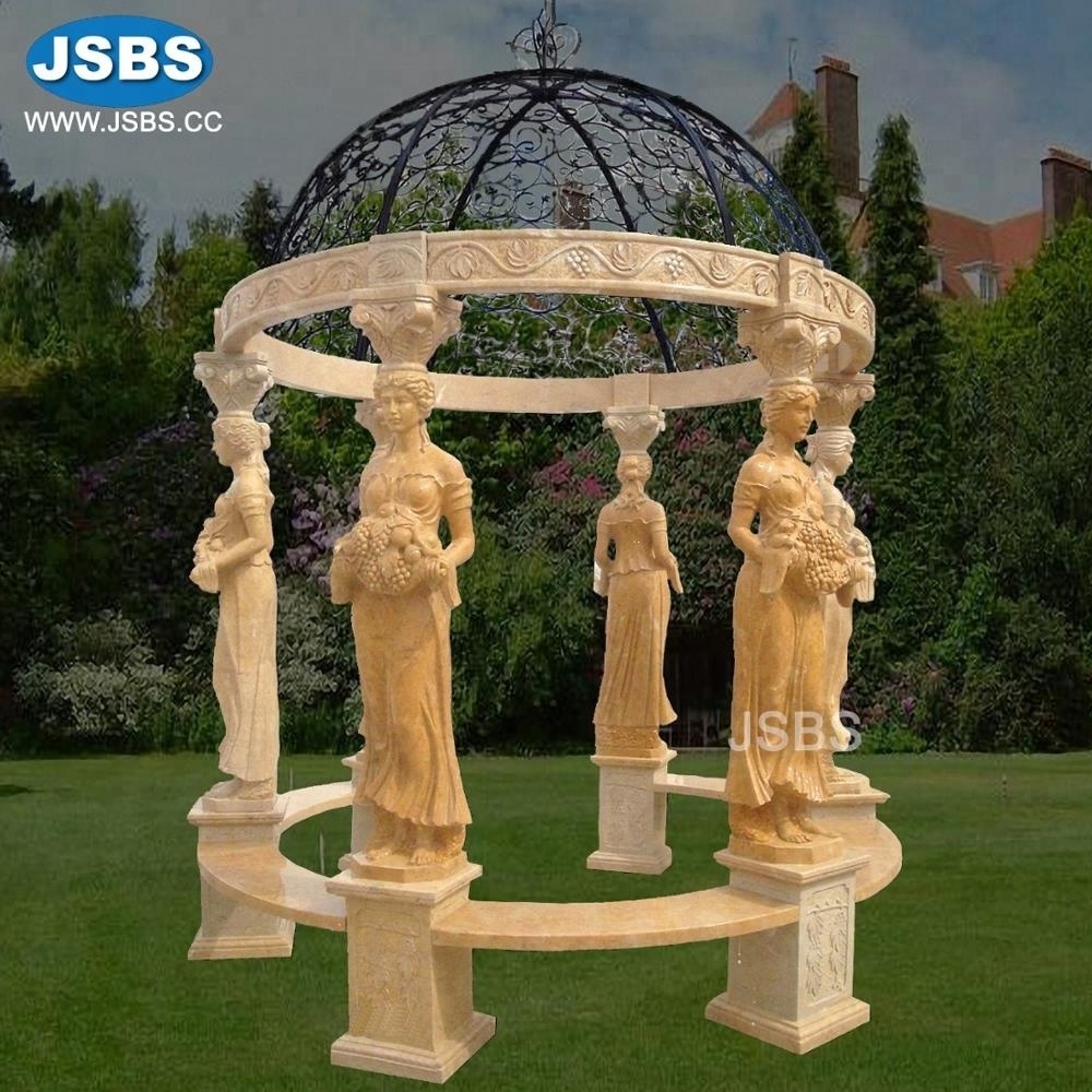 Carved Statues Natural Stone Luxury Garden Gazebo