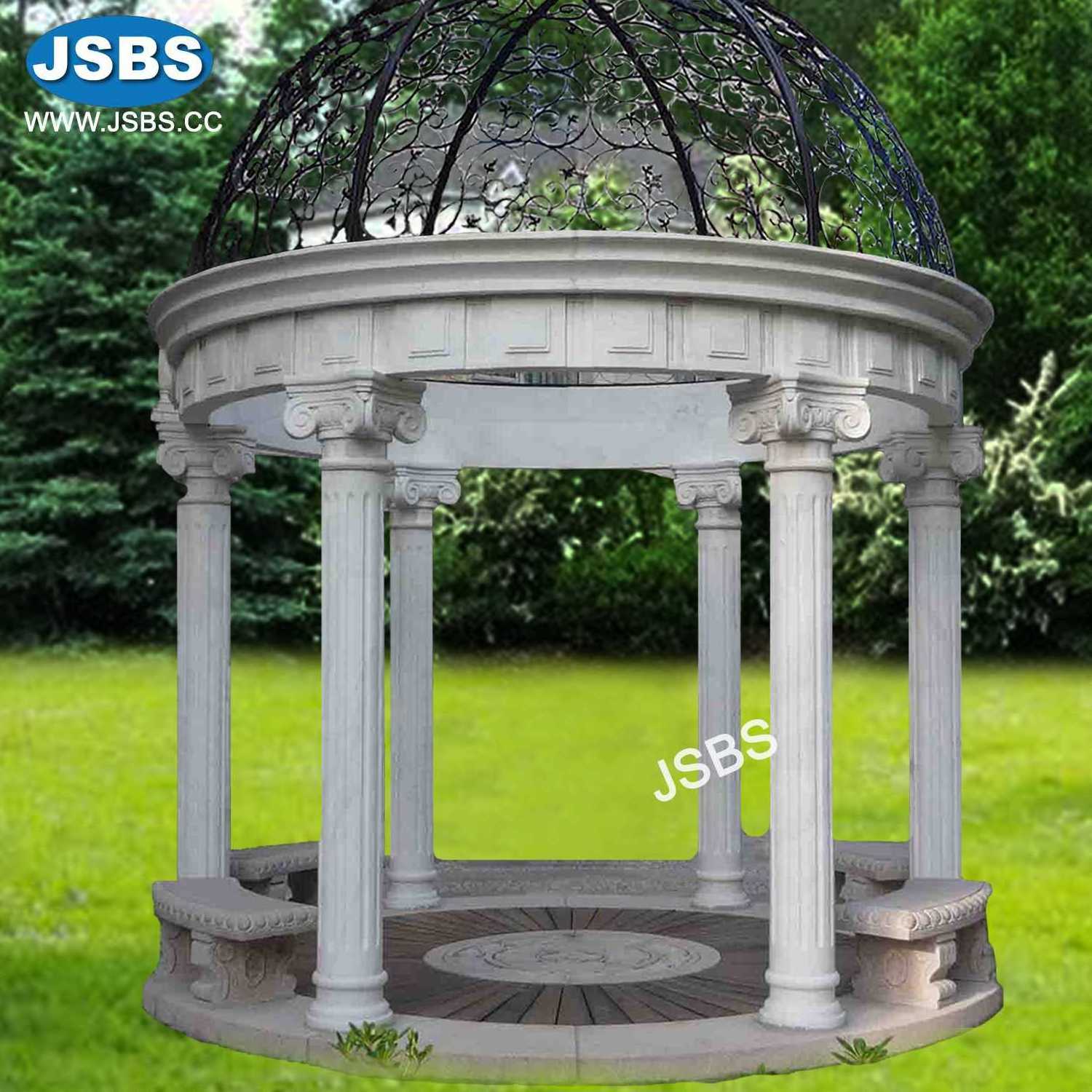 Outdoor Marble Gazebo Wedding Decorations With Natural Stone Carved Column Pillar