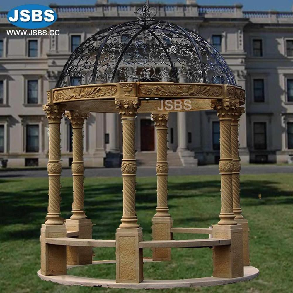 Cheap Stone Carved Swimming Pool Marble Gazebo With Columns Outdoor Landscape Design