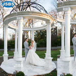 outdoor decoration stone carved round marble pillar gazebo with metal roof