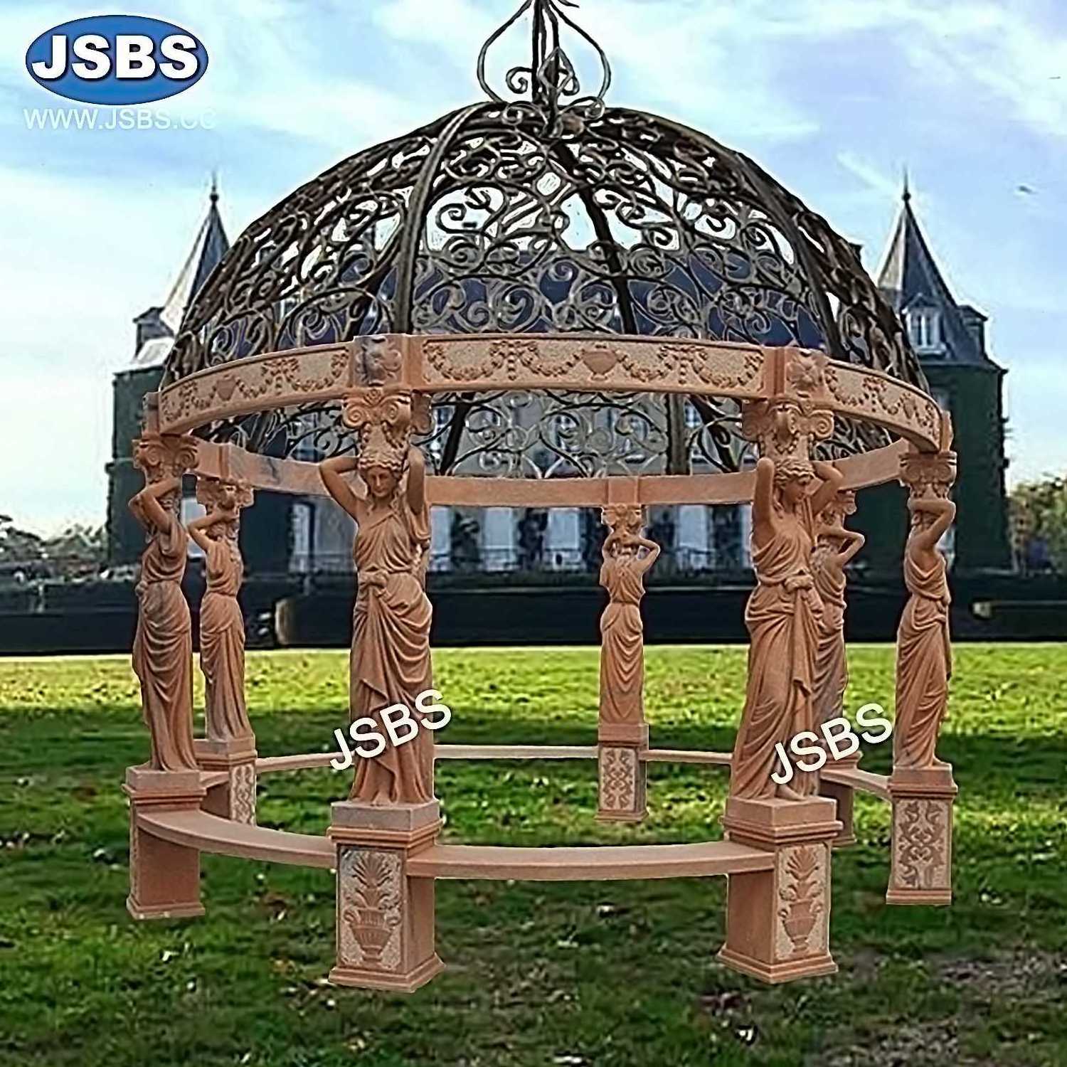 Superb Luxury Large stone statue white marble garden pillar square roman pavilion gazebo design