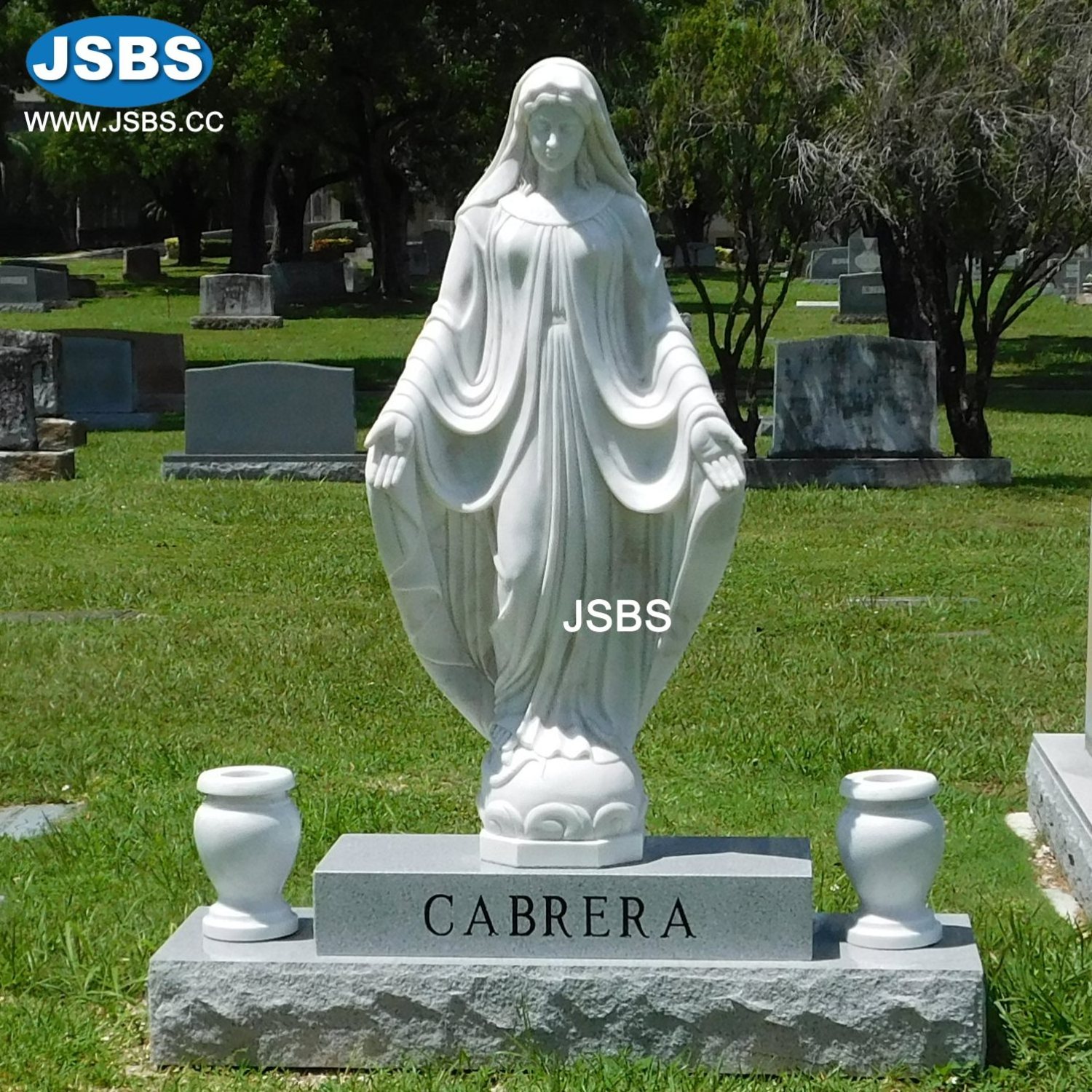 Natural stone carved white marble virgin mary granite headstone monument tombstone design