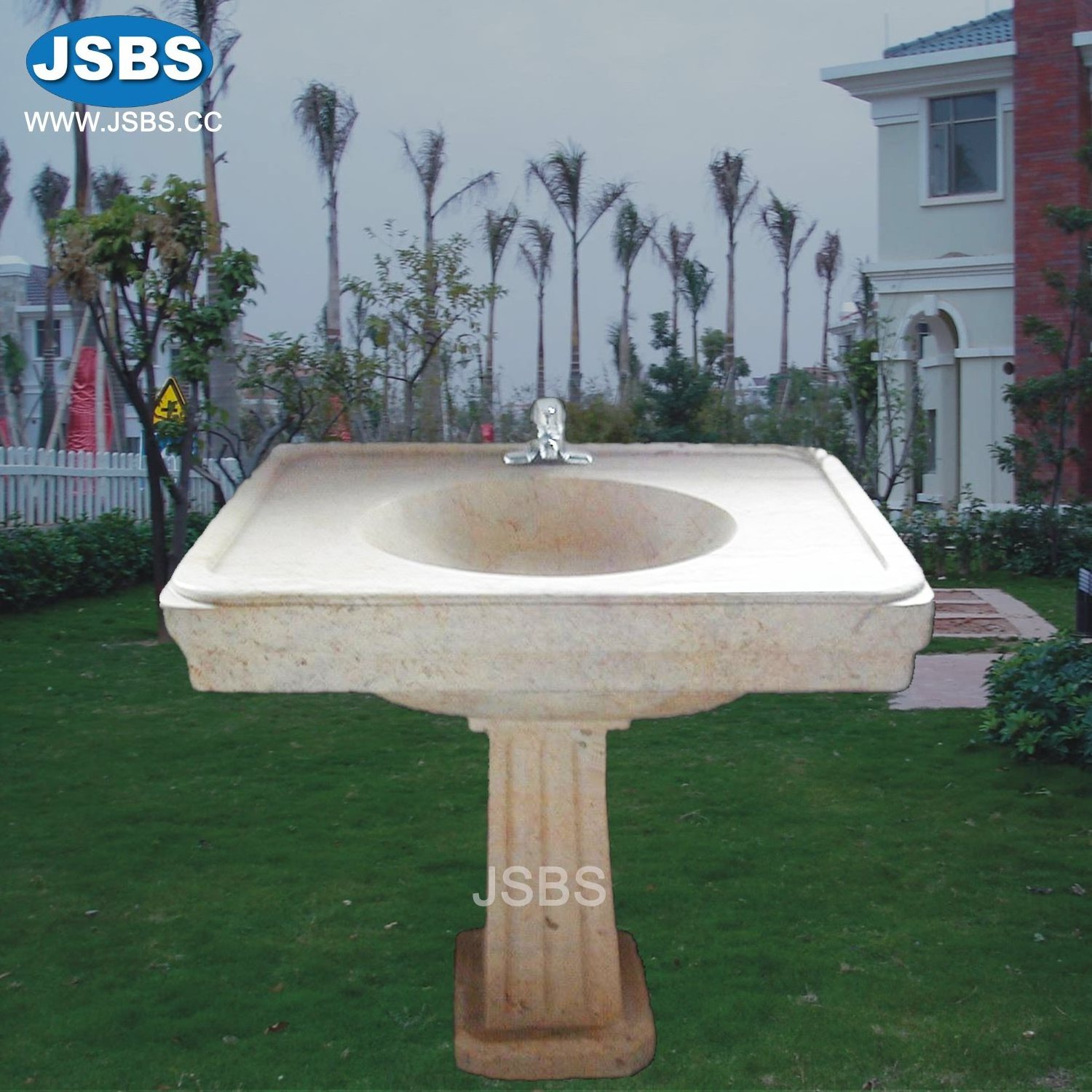 Pink Marble Pedestal Sink Free Standing Sink