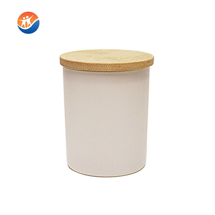 wholesale machine blown clear glass candle jar  with wooden lid Color customization and silk screen logo candle holder