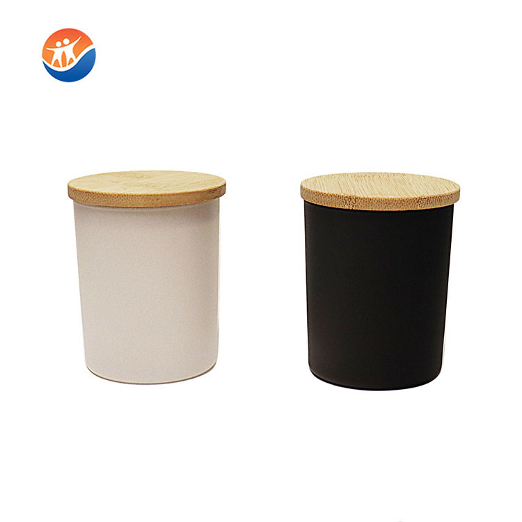 wholesale machine blown clear glass candle jar  with wooden lid Color customization and silk screen logo candle holder