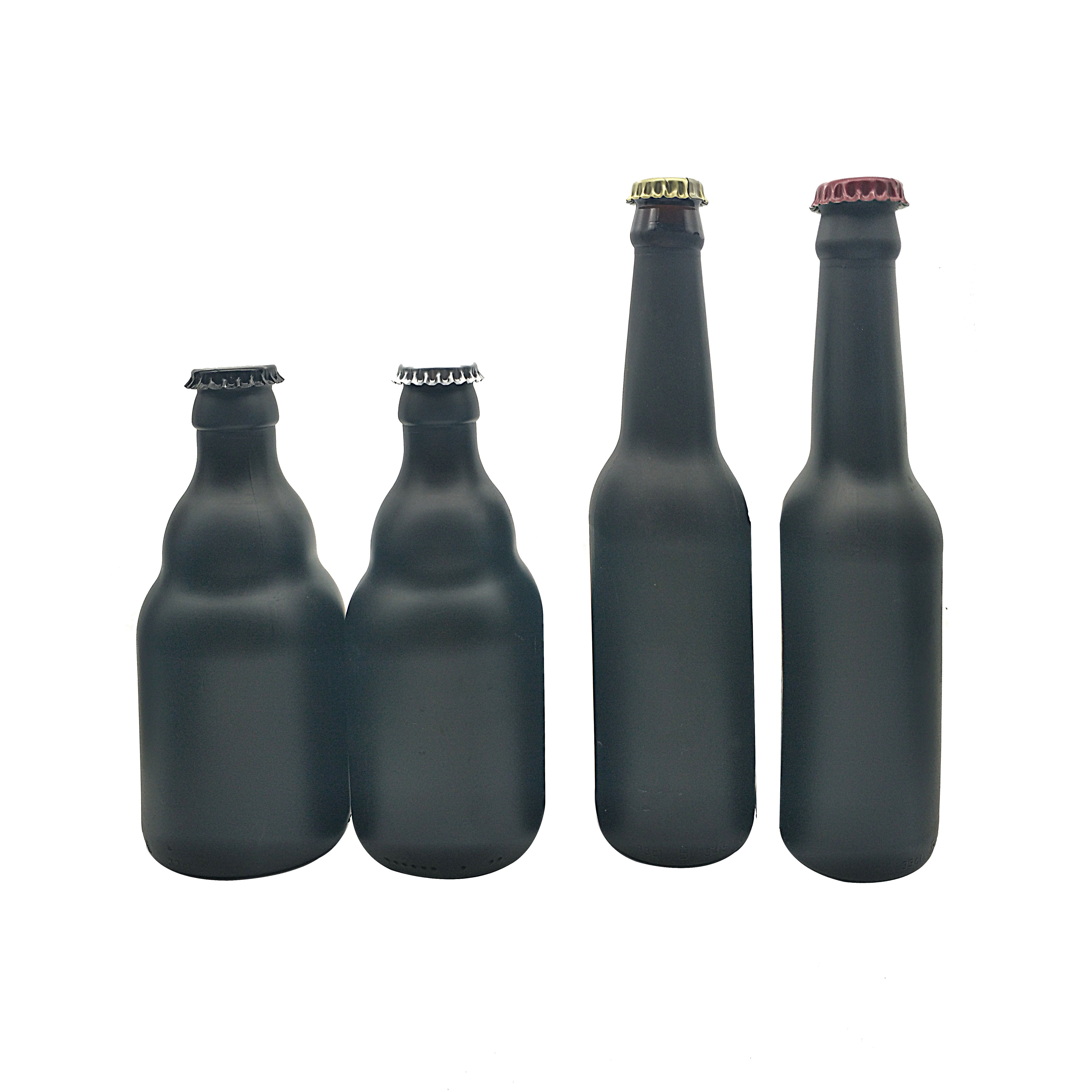 330ml matt black beer bottle,11oz painted glass matt black beer bottle