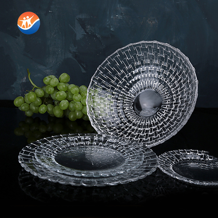 practicability clear crystal glass plates round glass dinner dish