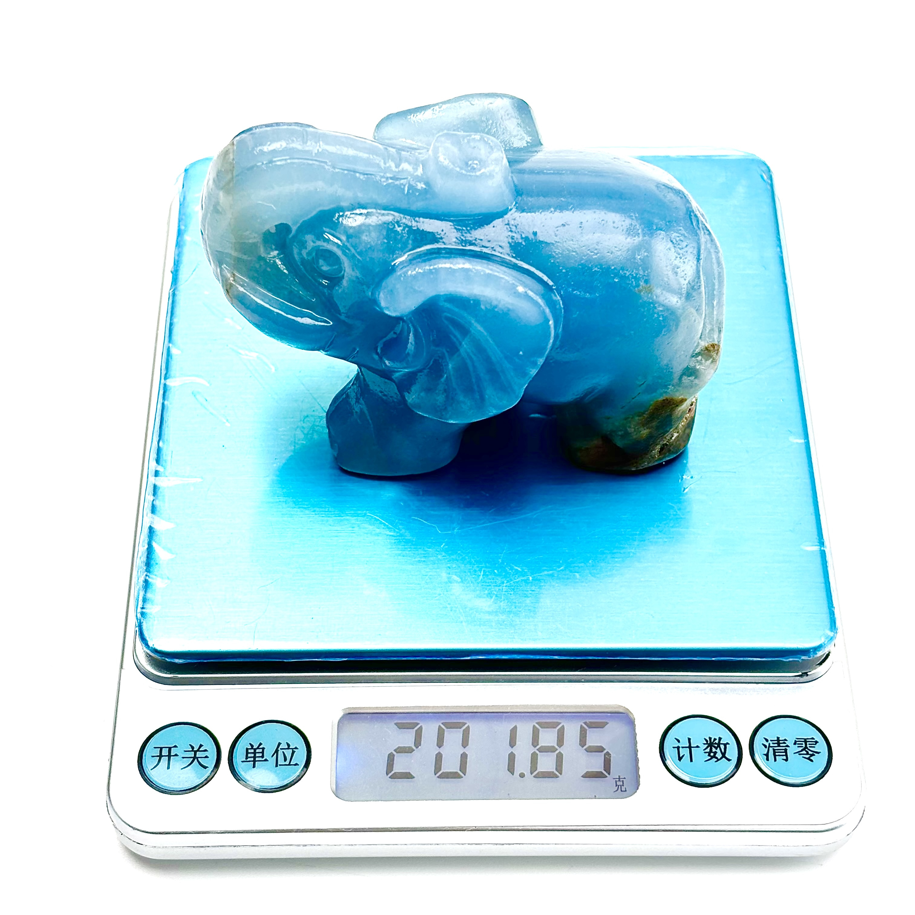 Wholesale Cheap Price Hand Carved Blue Onxy Jade Natural Stone 3.2 Inch Elephant Crystal Crystal For Decoration