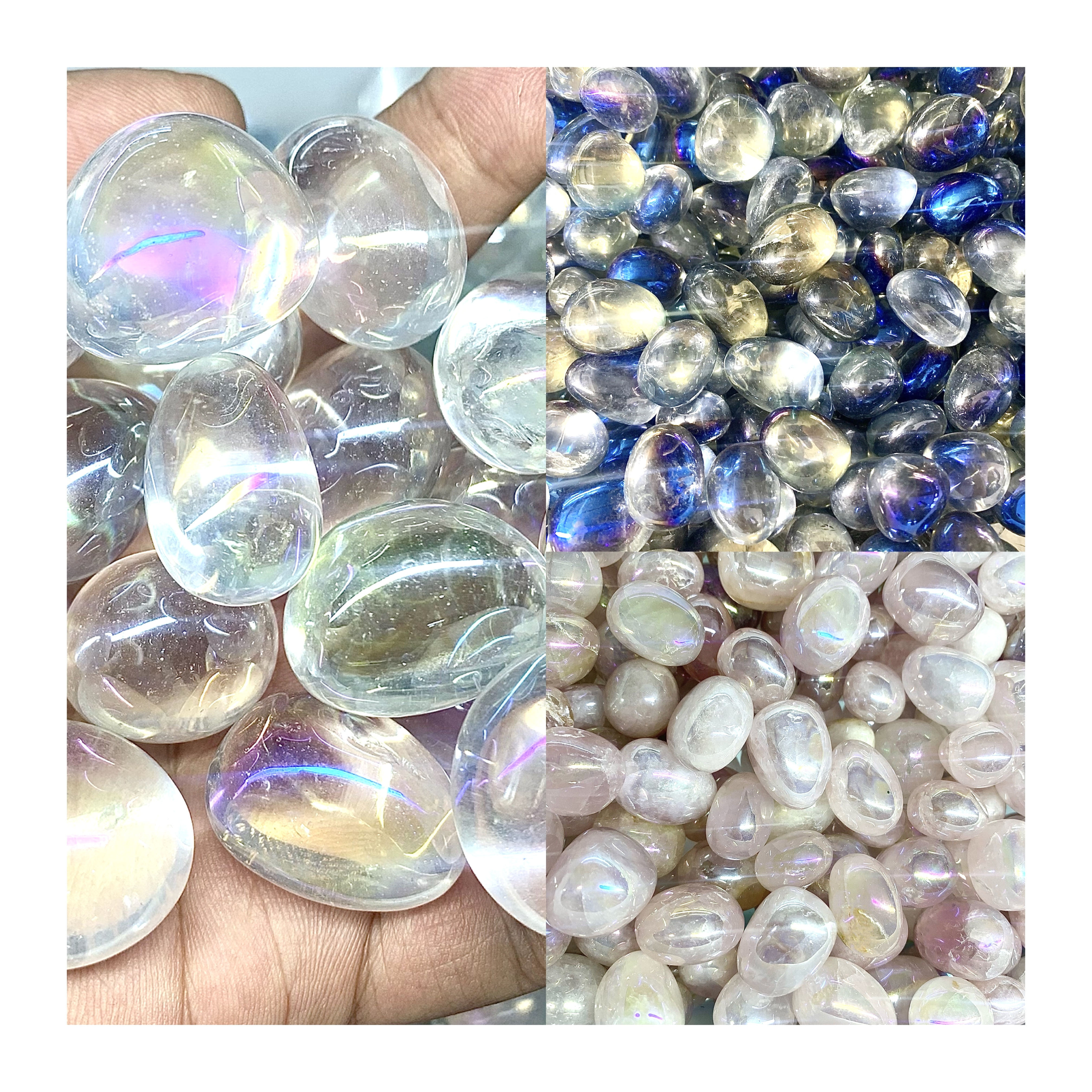 New Trend Natural Aqua Aura Quartz Sphere Irregular Ball Electroplating Paint Crystal Ball Tumbled Gemstone Chunks For Healing