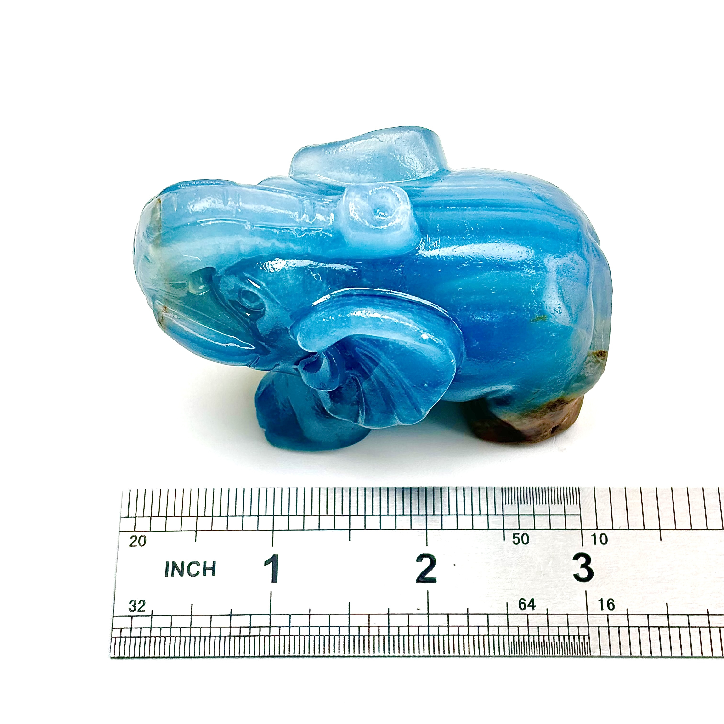 Wholesale Cheap Price Hand Carved Blue Onxy Jade Natural Stone 3.2 Inch Elephant Crystal Crystal For Decoration