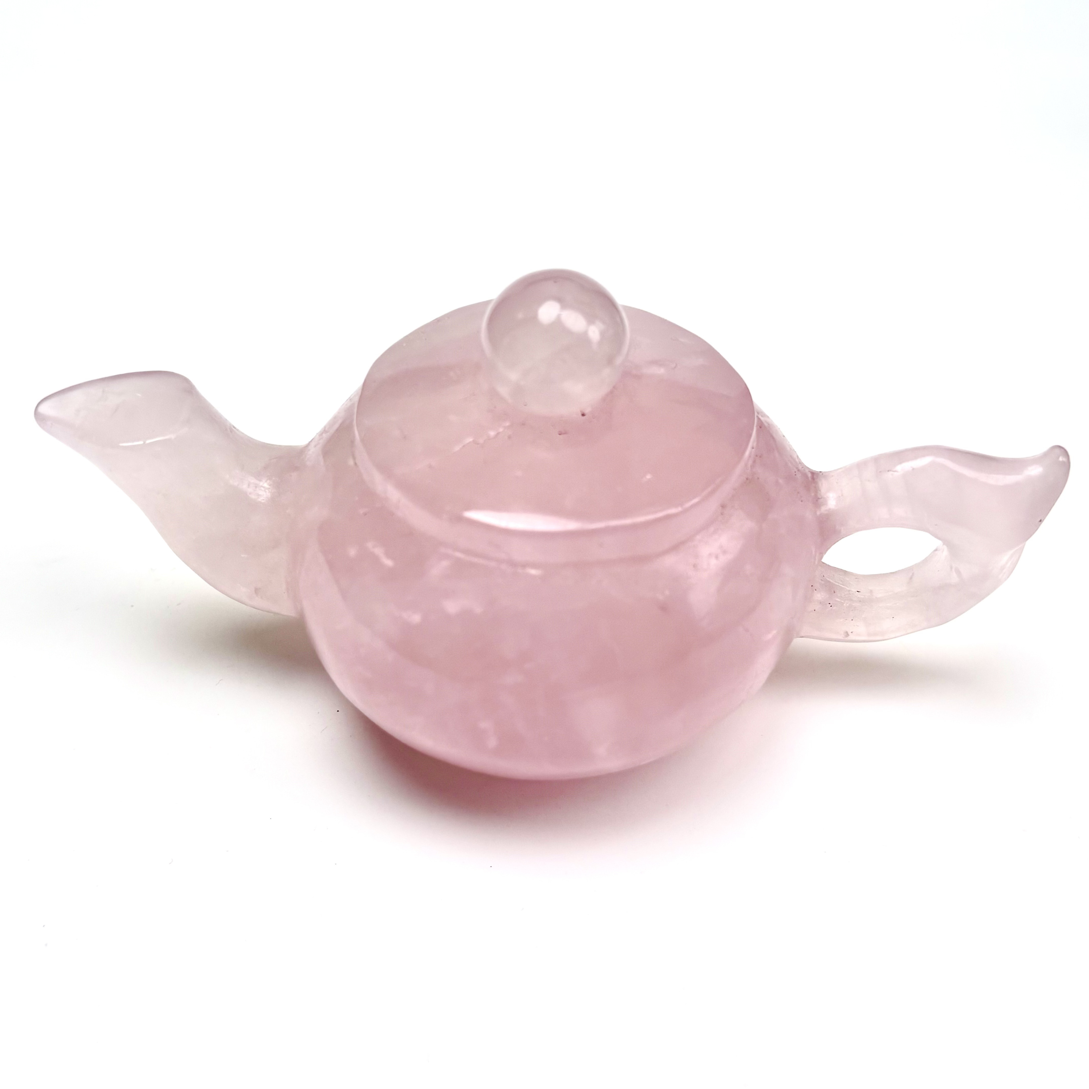 wholesale natural crystal teapot rose quartz cup crystal healing decoration crystal carving