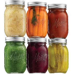 16 oz Mason glass jar with metal lid for pickling canning candles home decor overnight oats fruit preserves jam or jelly