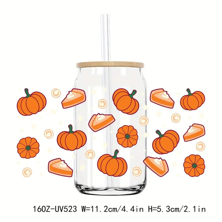 Halloween Theme 12oz 17oz 20oz Frosted Clear Beer Can Shaped Sublimation Beer Can Glass Jar with Bamboo Lid and Straws