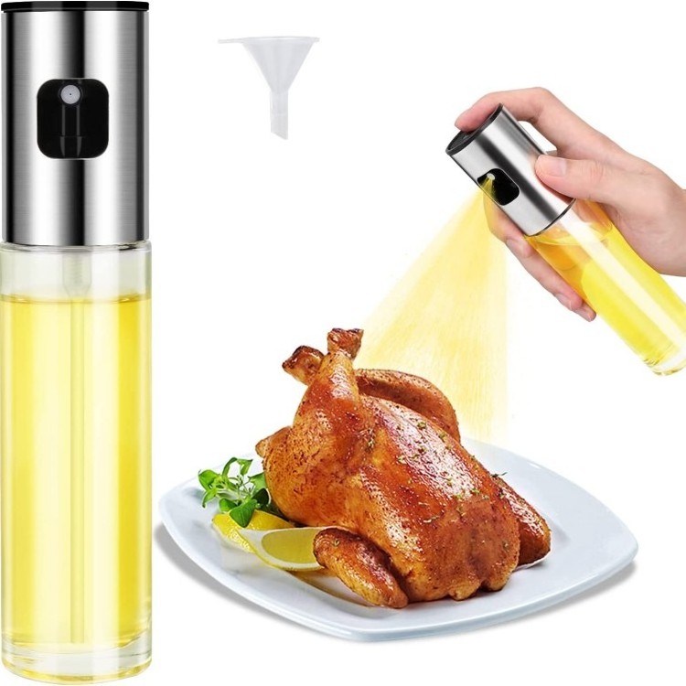 100ml Oil Sprayer for Kitchen Cooking Air Fryer Stainless Steel Glass Food Spray Bottle Olive Oil Sprayer BBQ Oven Grilling