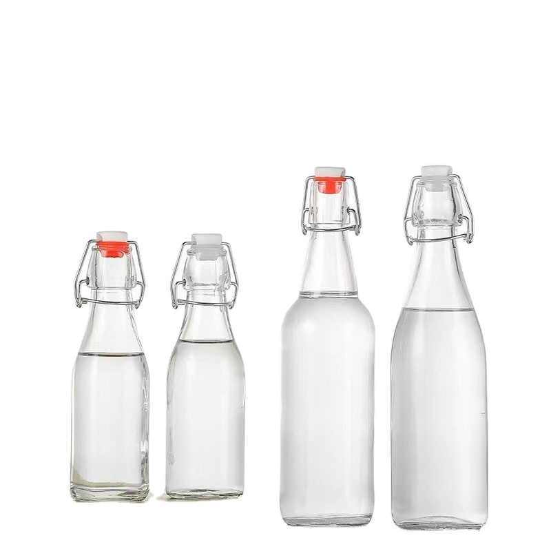 Wholesale 250ml 500ml Juice Water Kombucha Wine Beer Brewing Swing Top Glass Bottle With Stoppers