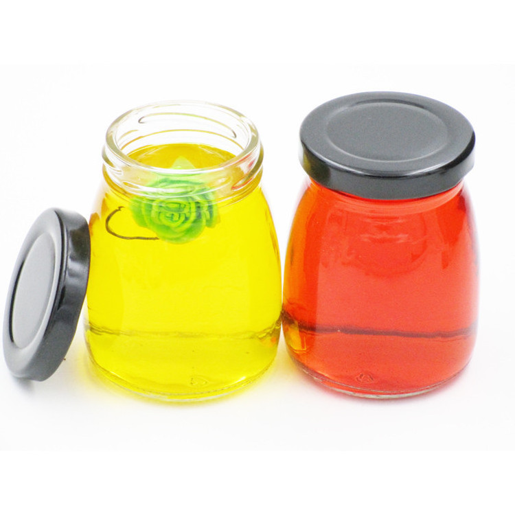 50ml 100ml 150ml 200ml mini clear glass cans jar with metal lid for pudding yogurt caviar vanilla jelly jam honey spices