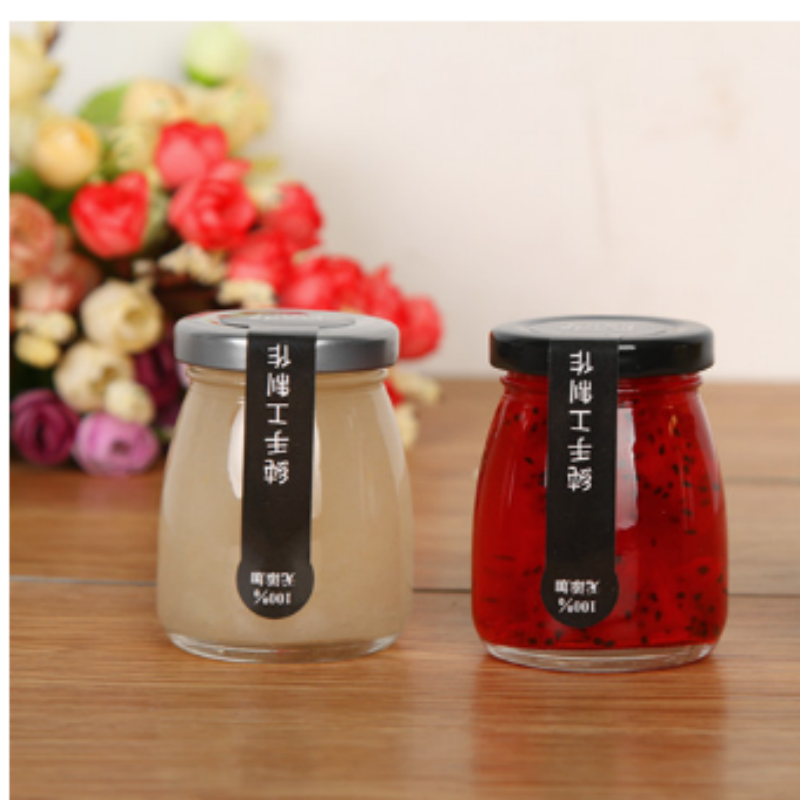 50ml 100ml 150ml 200ml mini clear glass cans jar with metal lid for pudding yogurt caviar vanilla jelly jam honey spices