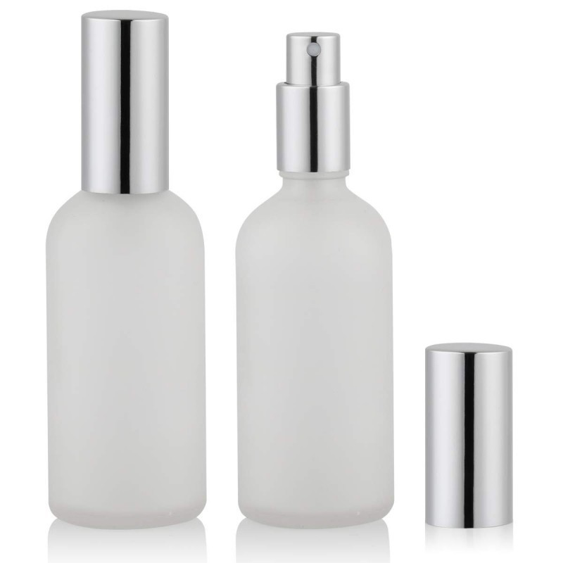 3.4oz luxury empty cylinder clear frosted refillable glass perfume spray bottle with nozzle for perfume essential oil