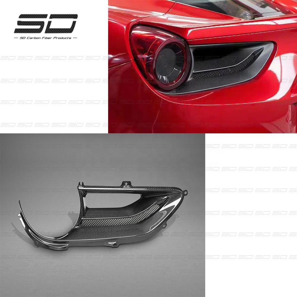 Car Accessories Carbon Fiber Bodykit Rear Tail Light Cover For Ferrari  488GTB C Style Matte / Glossy Carbon Tail Light Cover