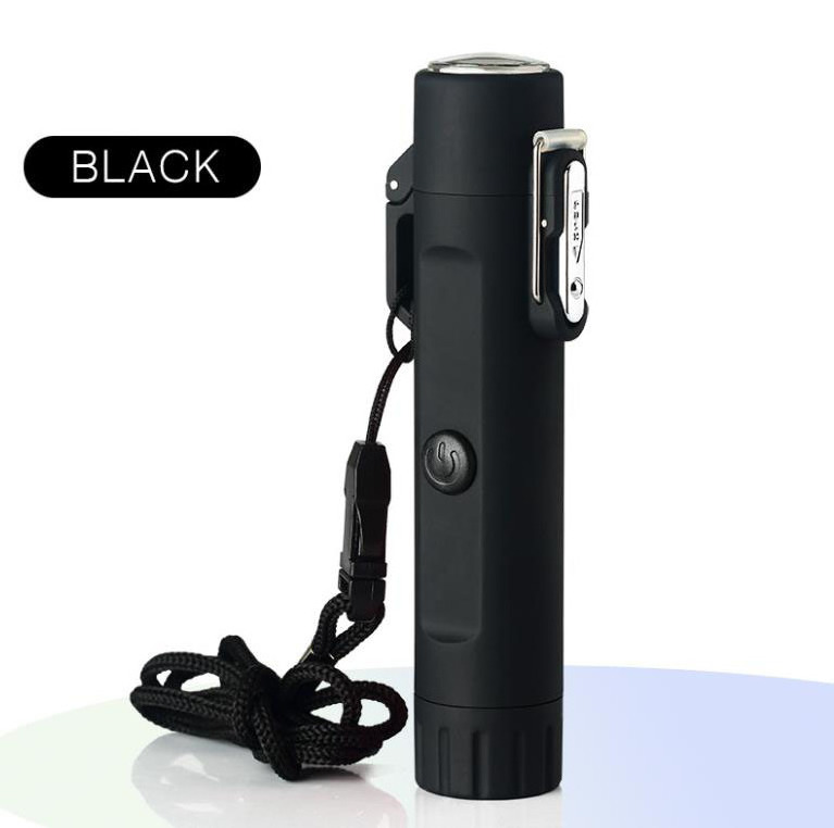 Waterproof Camouflage Dual arc Flashlight with Compass Travel Outdoor Electronic Lighter Igniter