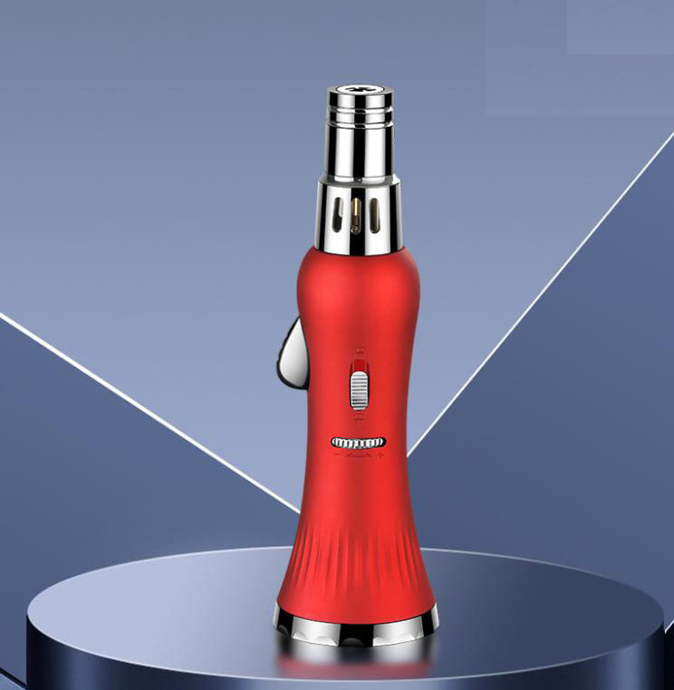 Zinc Alloy Direct Windproof Lighter Smoking Cigarette Torch Lighter Red Flame for BBQ Cooking