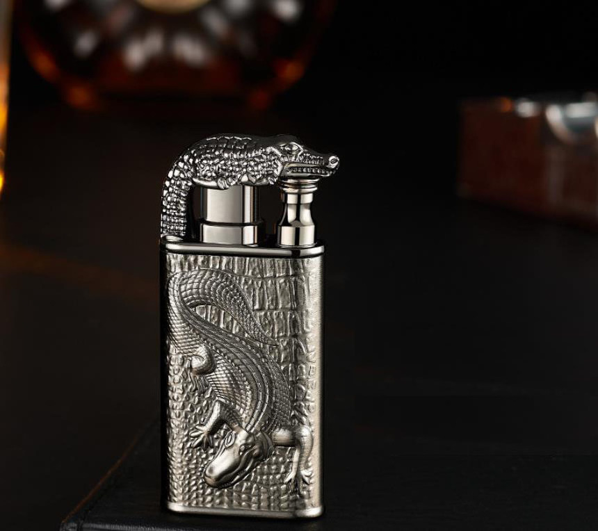 Crocodile/Dragon  3D print Lighter Embossed Double Fire Butane Gas Cigarette lighter