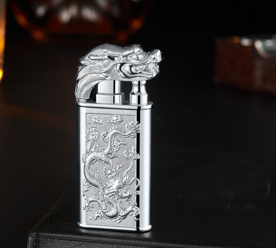 Crocodile/Dragon  3D print Lighter Embossed Double Fire Butane Gas Cigarette lighter