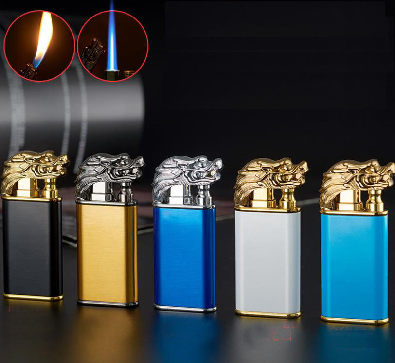 Dragon Double Fire Lighter Dragon Breath Dual Flame Lighter Refillable Cigarette Jet Flame Lighter