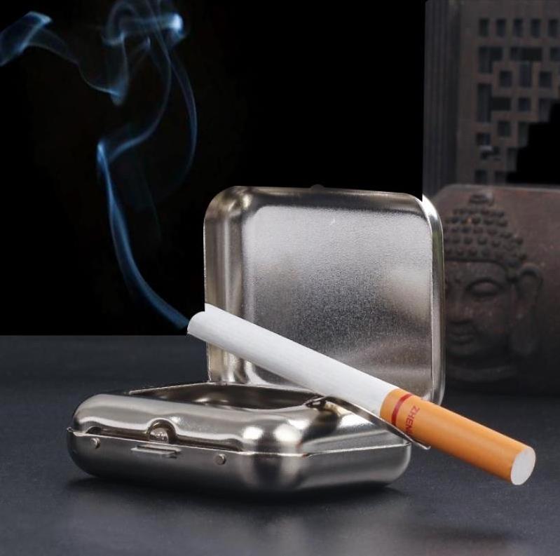 Car ashtray Creative Pocket Travel Rectangle Box Ashtray Stainless Steel Cigarette Ashtray