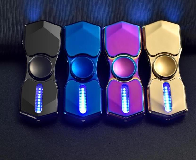 Strips Fidget Hand Spinner Windproof Rechargeable Arc Plasma USB Electronic Cigarette Lighter