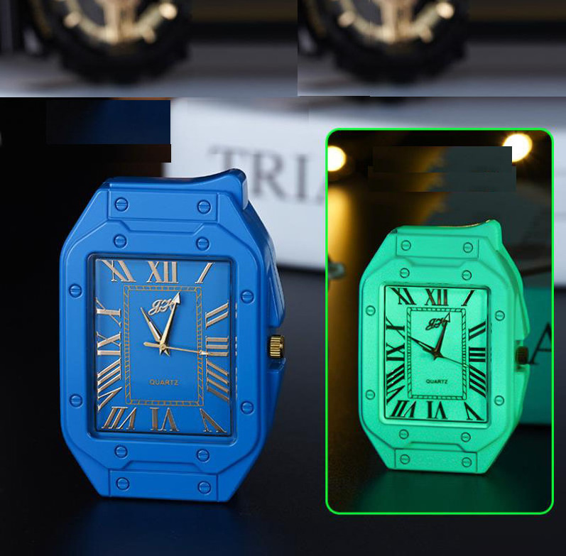 Watch Cigar Flame Gas Windproof Torch Crocodile Lighter Jet Blue Zinc Alloy  Luminous Lighter