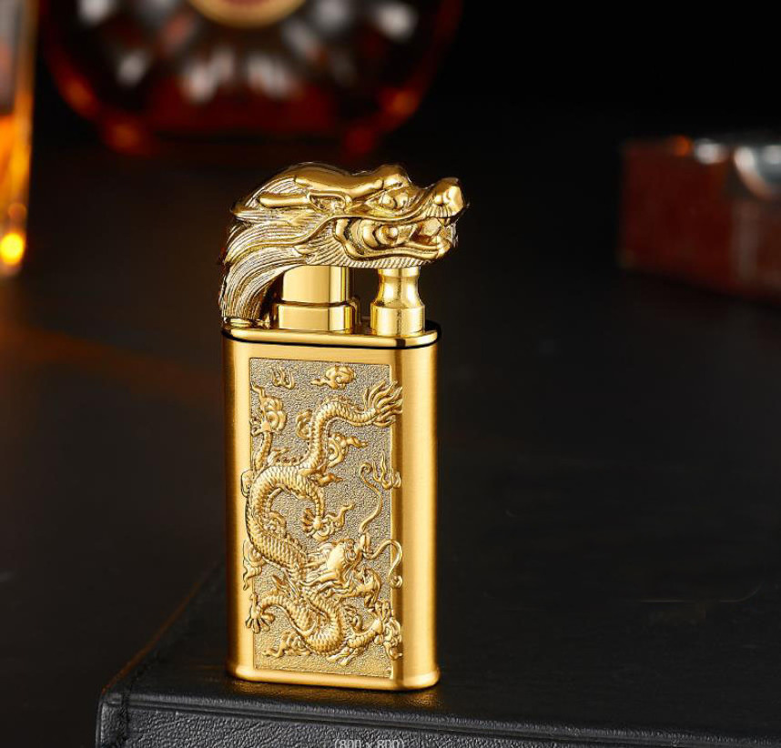 Crocodile/Dragon  3D print Lighter Embossed Double Fire Butane Gas Cigarette lighter