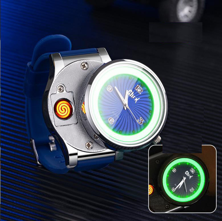 Usb Cigar Rechargeable Electric Lighter Watch Cigarette Electronic Windproof Wrist Watch with Lighter