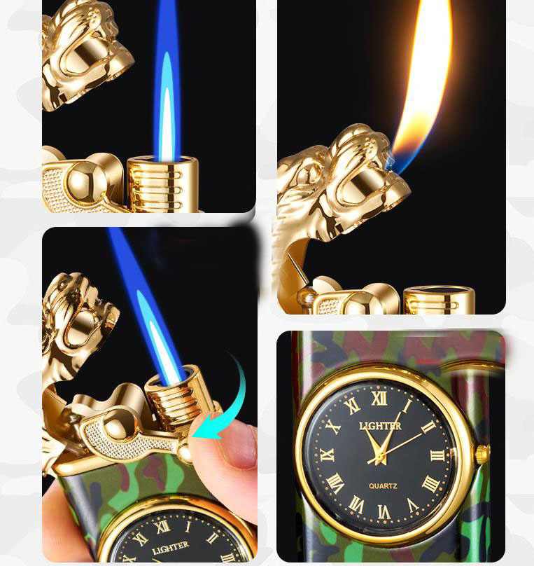 Metal Double Fire Lighter Creative Direct Windproof Open Flame Conversion Cigarette Lighter Men's Smoking