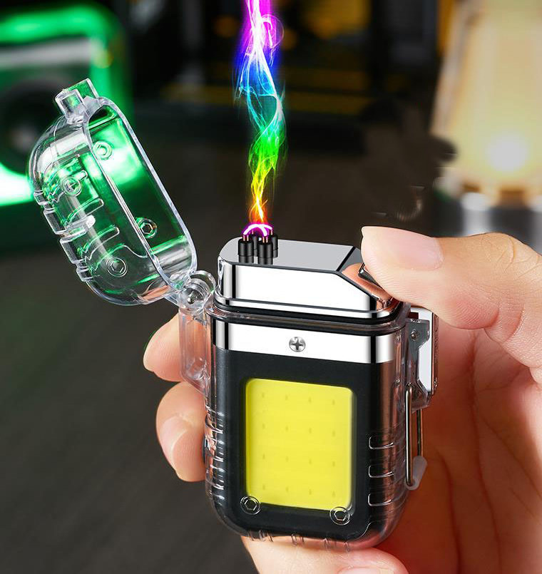 Transparent Waterproof Double Arc Electric Lighter Type-C Rechargeable Lighter with Led light