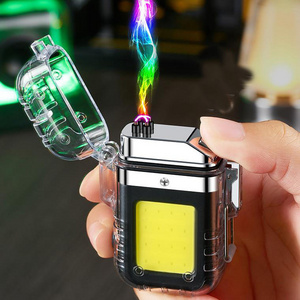 Transparent Waterproof Double Arc Electric Lighter Type-C Rechargeable Lighter with Led light