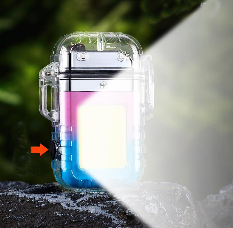 Transparent Waterproof Double Arc Electric Lighter Type-C Rechargeable Lighter with Led light